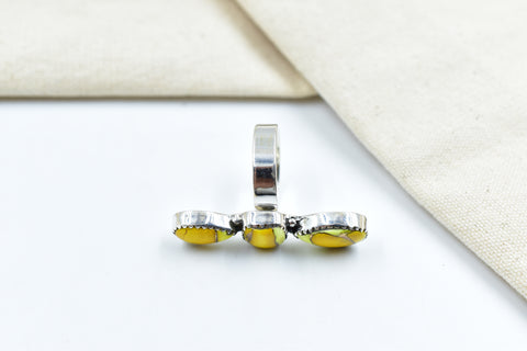 Handmade Honey Dahlia Mojave Turquoise & Sterling Silver Adjustable Ring