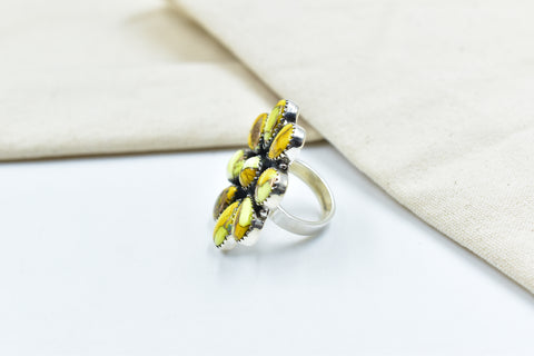 Handmade Honey Dahlia Mojave Turquoise & Sterling Silver Adjustable Ring