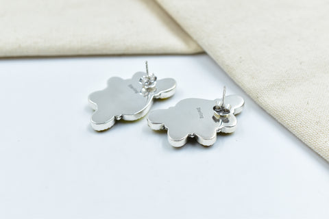 Handmade Honey Dahlia Turquoise Sterling Silver Studs Earring