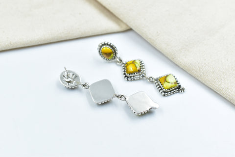 Handmade Honey Dahlia Turquoise Sterling Silver Studs Earring