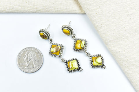 Handmade Honey Dahlia Turquoise Sterling Silver Studs Earring