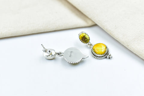 Handmade Honey Dahlia Turquoise Sterling Silver Studs Earring