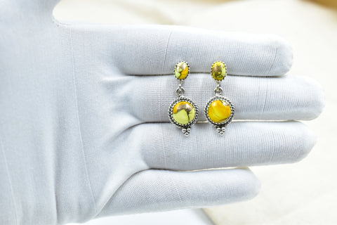 Handmade Honey Dahlia Turquoise Sterling Silver Studs Earring