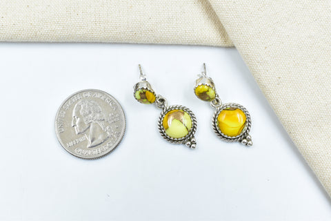 Handmade Honey Dahlia Turquoise Sterling Silver Studs Earring