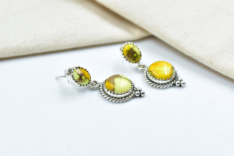 Handmade Honey Dahlia Turquoise Sterling Silver Studs Earring