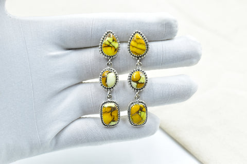 Handmade Honey Dahlia Turquoise Sterling Silver Studs Earring