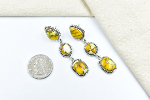 Handmade Honey Dahlia Turquoise Sterling Silver Studs Earring