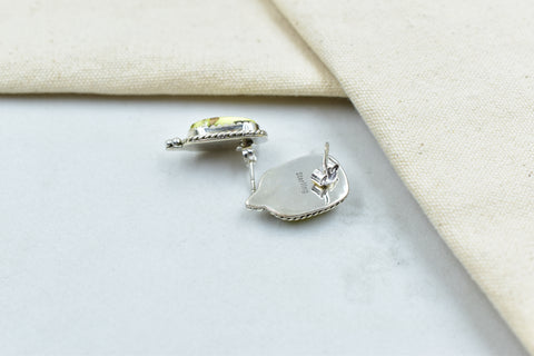 Handmade Honey Dahlia Turquoise Sterling Silver Studs Earring