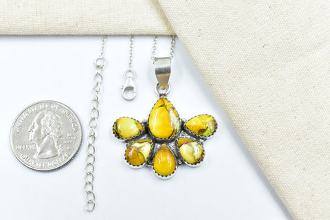 Handmade Honey Dahlia Turquoise Sterling Silver Pendant