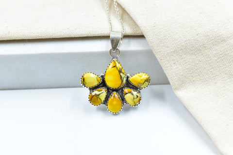 Handmade Honey Dahlia Turquoise Sterling Silver Pendant
