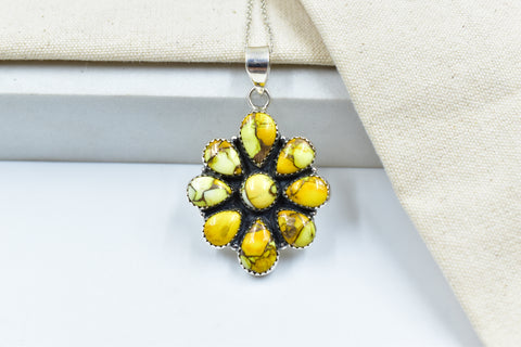 Handmade Honey Dahlia Turquoise Sterling Silver Pendant