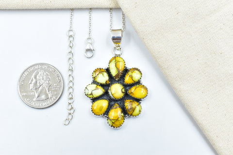 Handmade Honey Dahlia Turquoise Sterling Silver Pendant