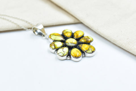 Handmade Honey Dahlia Turquoise Sterling Silver Pendant