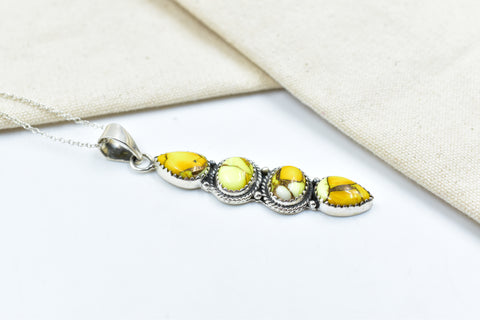 Handmade Honey Dahlia Turquoise Sterling Silver Pendant
