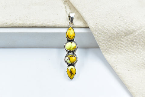 Handmade Honey Dahlia Turquoise Sterling Silver Pendant