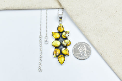 Handmade Honey Dahlia Turquoise Sterling Silver Pendant