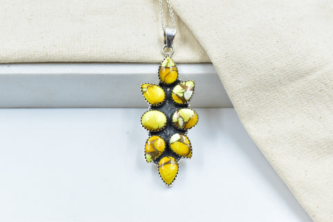 Handmade Honey Dahlia Turquoise Sterling Silver Pendant