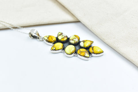 Handmade Honey Dahlia Turquoise Sterling Silver Pendant