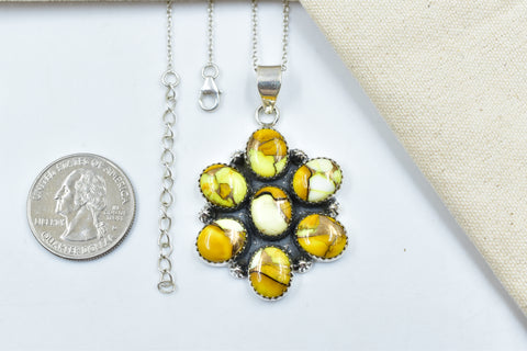 Handmade Honey Dahlia Turquoise Sterling Silver Pendant