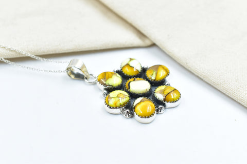 Handmade Honey Dahlia Turquoise Sterling Silver Pendant