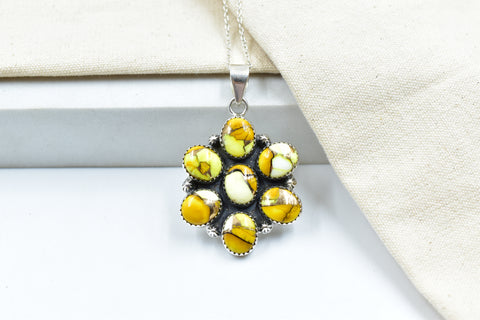 Handmade Honey Dahlia Turquoise Sterling Silver Pendant