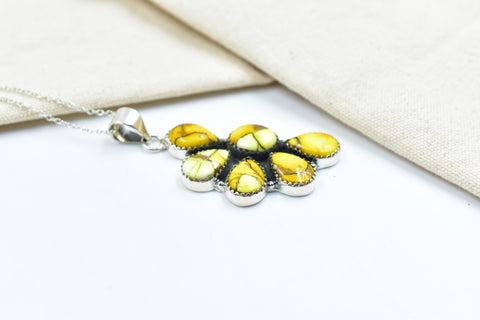 Handmade Honey Dahlia Turquoise Sterling Silver Pendant