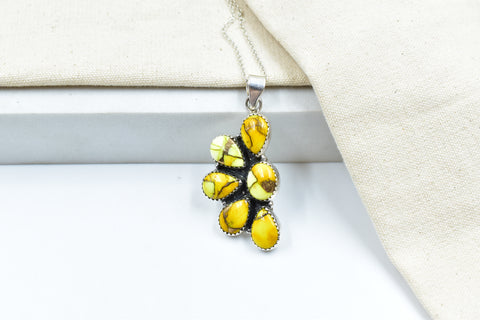 Handmade Honey Dahlia Turquoise Sterling Silver Pendant