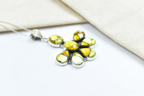 Handmade Honey Dahlia Turquoise Sterling Silver Pendant