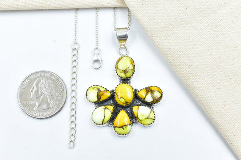 Handmade Honey Dahlia Turquoise Sterling Silver Pendant