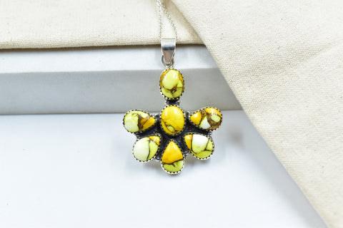 Handmade Honey Dahlia Turquoise Sterling Silver Pendant
