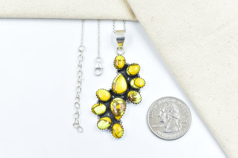 Handmade Honey Dahlia Turquoise Sterling Silver Pendant