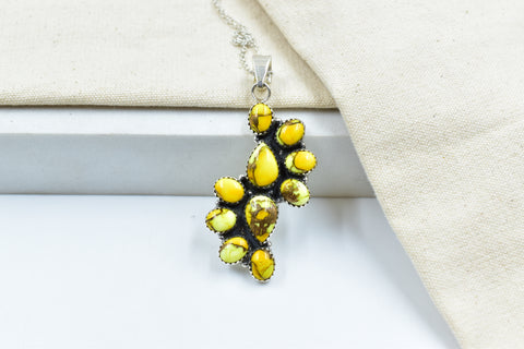 Handmade Honey Dahlia Turquoise Sterling Silver Pendant
