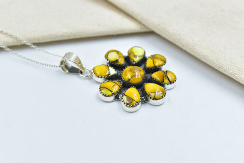 Handmade Honey Dahlia Turquoise Sterling Silver Pendant