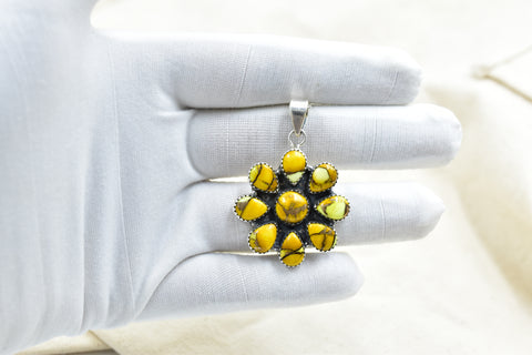 Handmade Honey Dahlia Turquoise Sterling Silver Pendant