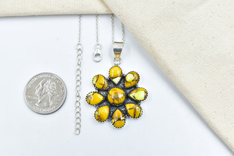 Handmade Honey Dahlia Turquoise Sterling Silver Pendant