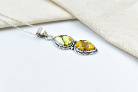 Handmade Honey Dahlia Turquoise Sterling Silver Pendant