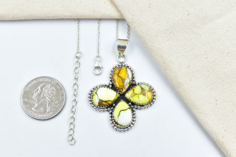 Handmade Honey Dahlia Turquoise Sterling Silver Pendant