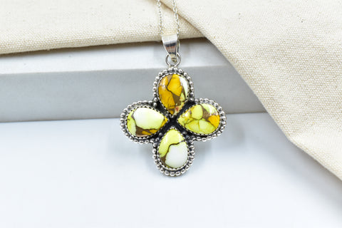 Handmade Honey Dahlia Turquoise Sterling Silver Pendant
