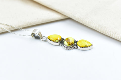 Handmade Honey Dahlia Turquoise Sterling Silver Pendant