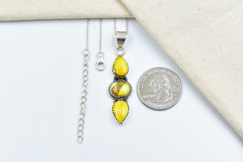Handmade Honey Dahlia Turquoise Sterling Silver Pendant