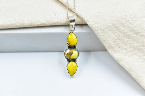 Handmade Honey Dahlia Turquoise Sterling Silver Pendant
