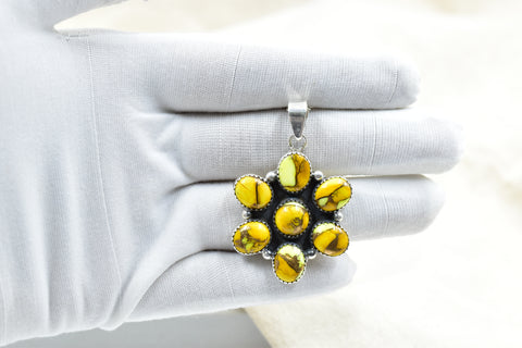 Handmade Honey Dahlia Turquoise Sterling Silver Pendant