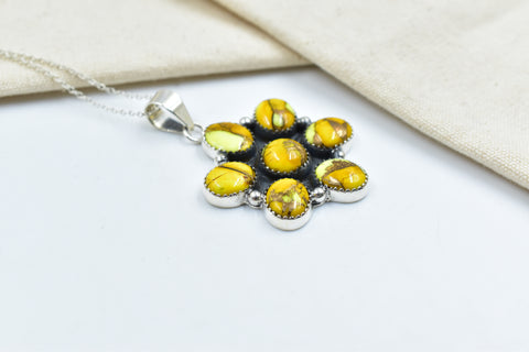Handmade Honey Dahlia Turquoise Sterling Silver Pendant