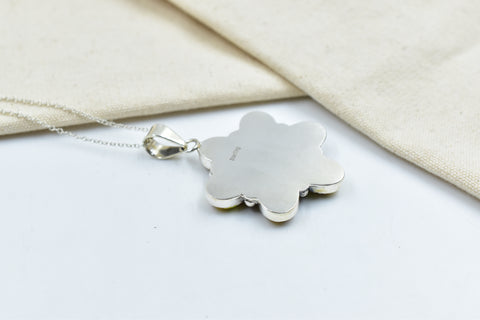 Handmade Honey Dahlia Turquoise Sterling Silver Pendant
