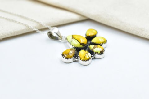 Handmade Honey Dahlia Turquoise Sterling Silver Pendant