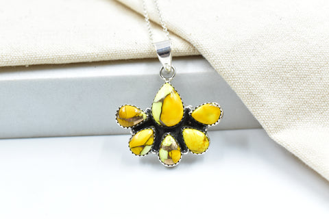 Handmade Honey Dahlia Turquoise Sterling Silver Pendant