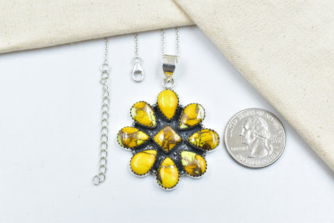 Handmade Honey Dahlia Turquoise Sterling Silver Pendant