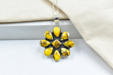 Handmade Honey Dahlia Turquoise Sterling Silver Pendant