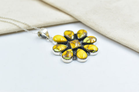 Handmade Honey Dahlia Turquoise Sterling Silver Pendant