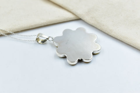 Handmade Honey Dahlia Turquoise Sterling Silver Pendant